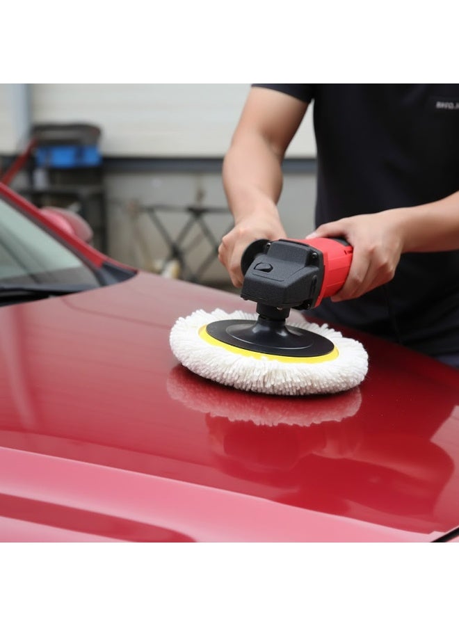 وسادة تلميع صوفية مقاس 7 بوصات، وسادة تلميع بخطاف وحلقة لجهاز تلميع السيارات، عجلة تلميع صوفية عالية الكفاءة لعمليات الصقل والتلميع وإزالة الخدوش، وسادة احترافية مقاس 180 مم لتفاصيل السيارات والقوارب والزجاج والخشب - PS001 - Image 1